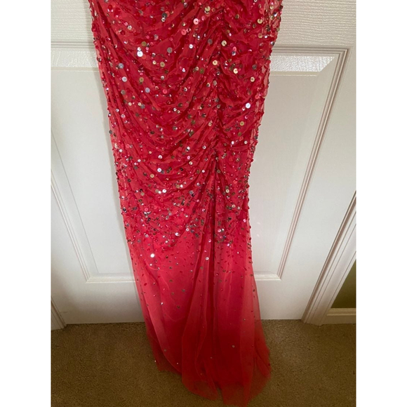 cache hot pink sequins long prom / evening dress womens size 2 - Picture 4 of 10